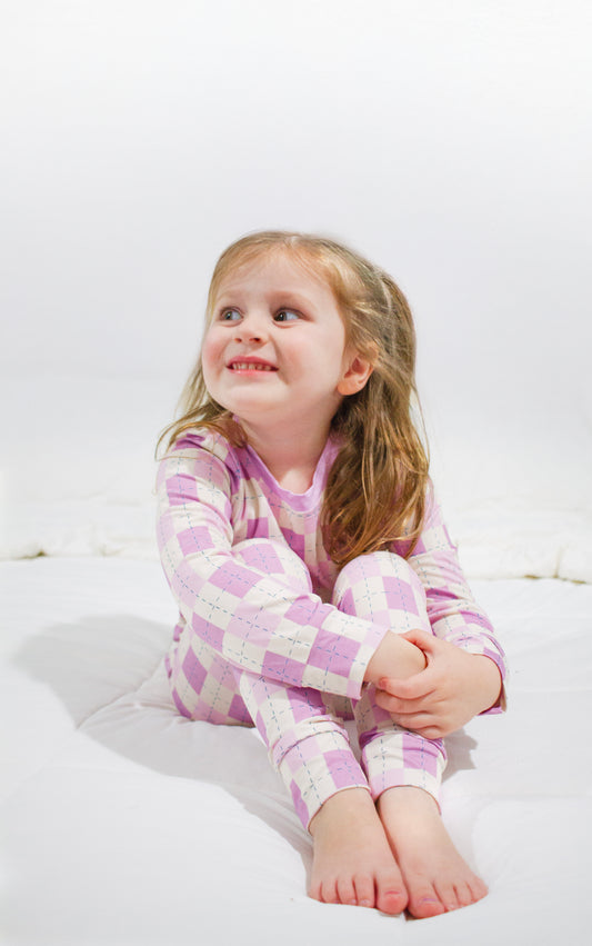 Snuggle Squares (Purple/Pink) | Two-Piece Pajama Set