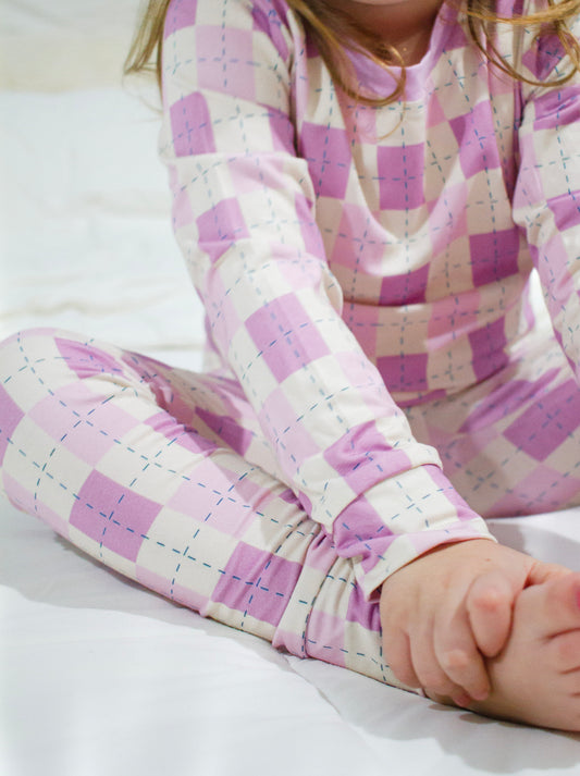 Snuggle Squares (Purple/Pink) | Two-Piece Pajama Set